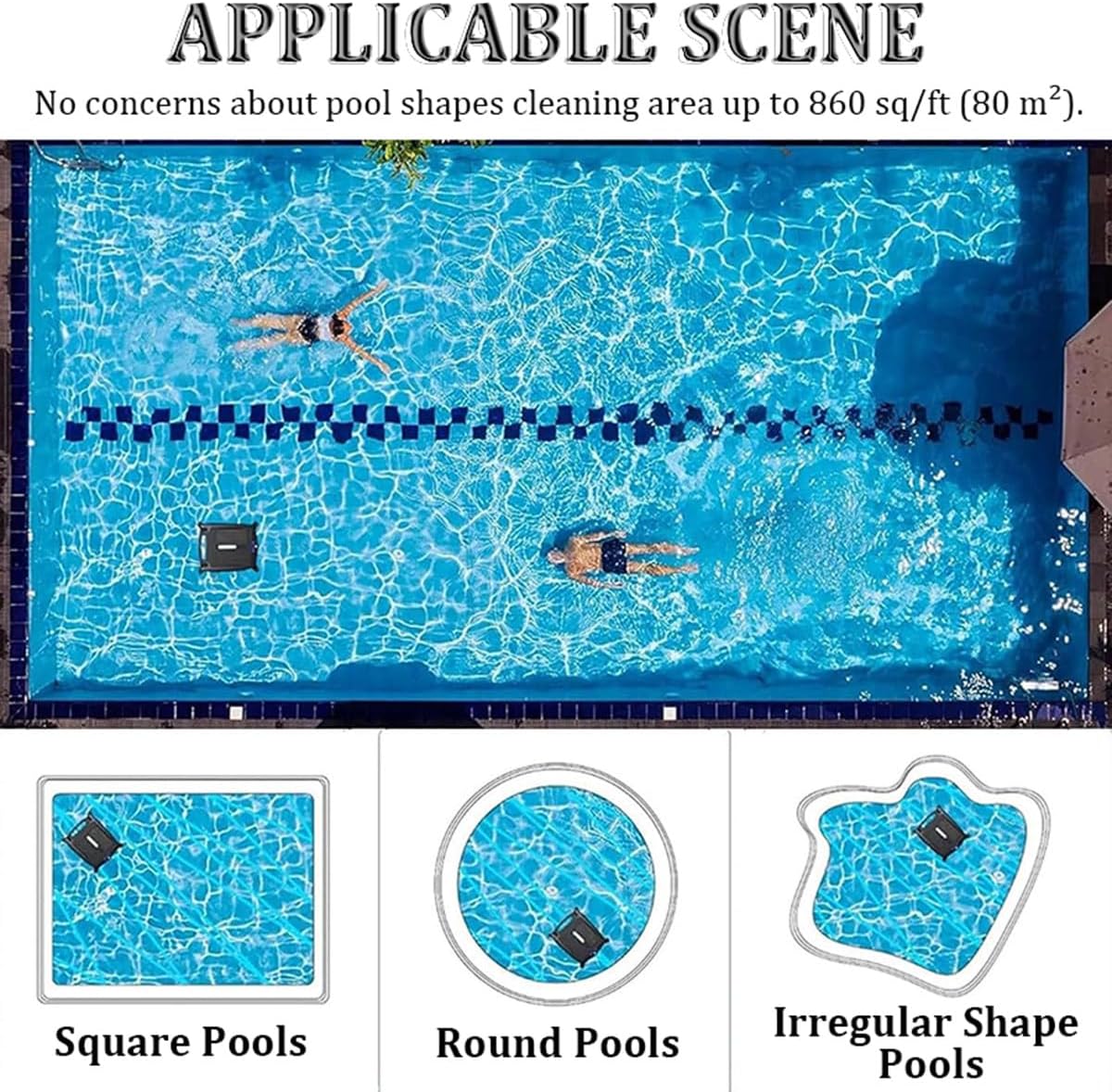 Solar Powered Robotic Pool Sur face Skimmer Robot with 24 7 Continuous Cleaning, Cordless Robotic Cleaner Smart Obstacle Avoidance, 3.4L Garbage Collection Basket, 2 Speed Modes