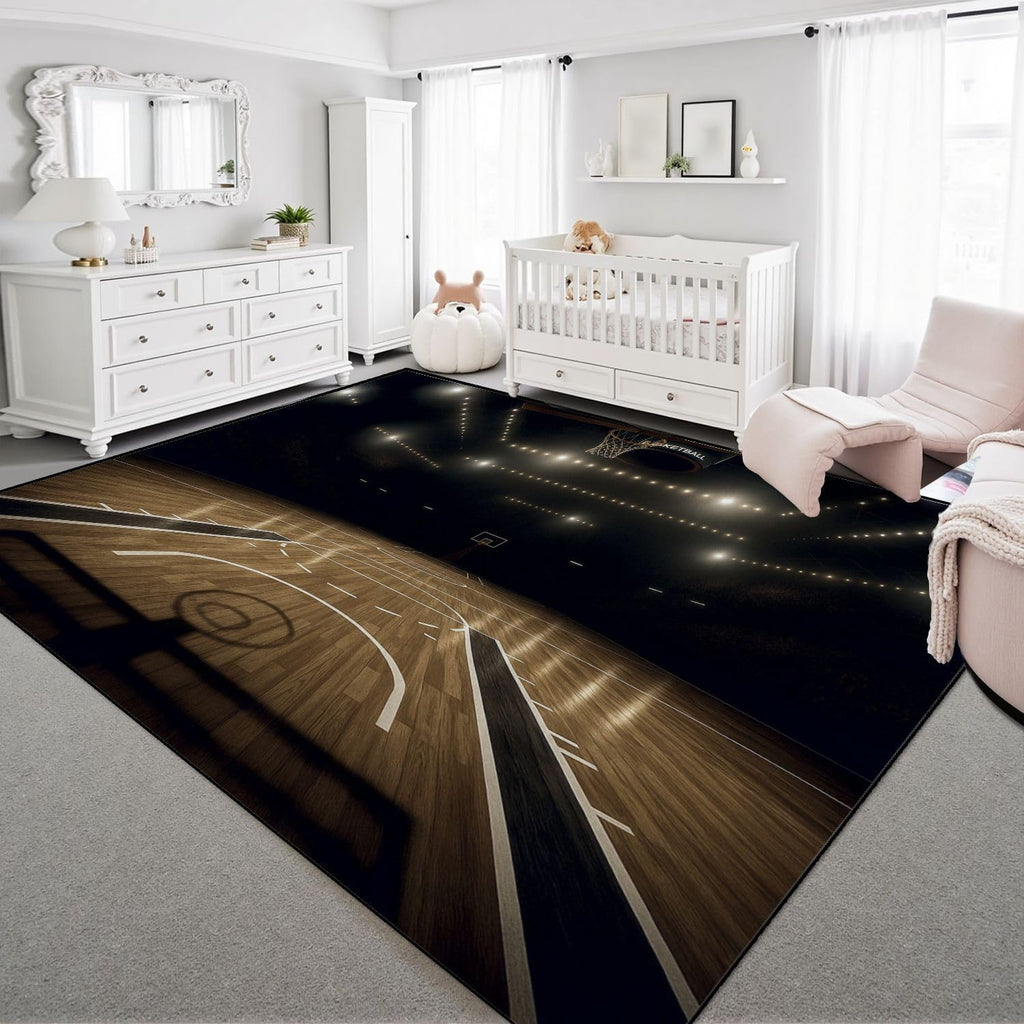 8x10 Area Rugs for Bedroom Boho Washable Rug for Living Room Basketball Carpet for Dining Room Soft Rubber Backed Non-Slip Carpets for Bedroom Office