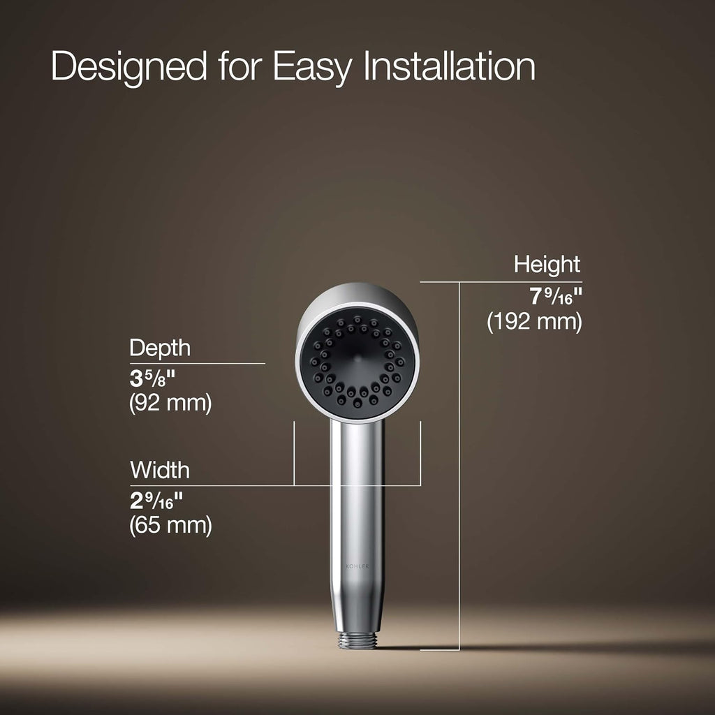 KOHLER 26286-CP Statement Single-Function HAND SHOWER, Maximum Spray Performance with an Easy-to-clean Surface, Polished Chrome, 2.5 GPM