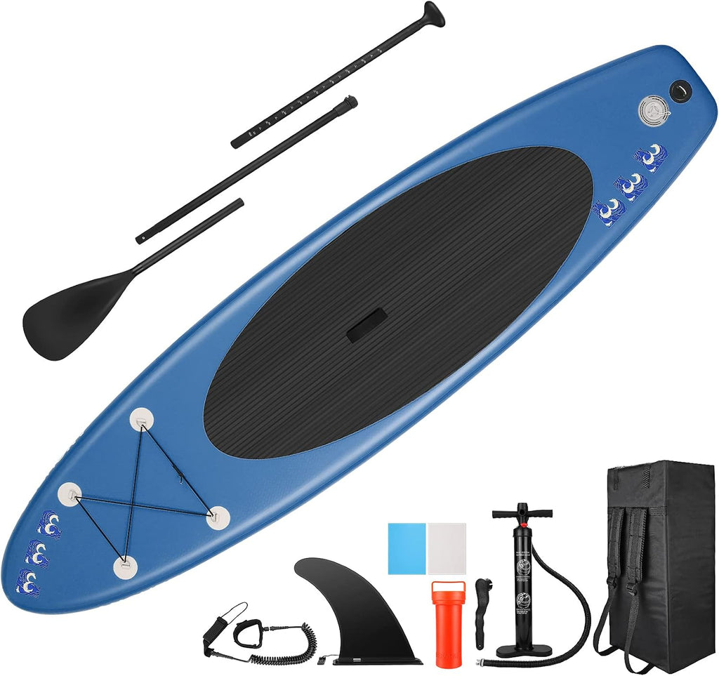 ANCHEER iSUP Inflatable Stand Up Paddle Board with Carry Bag, Floating Paddle, Coil Leash, and Repair Kit with 265 Pound Capacity, Navy Blue