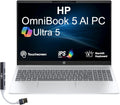 HP OmniBook 5 Next Gen AI Laptop 16.0' Touchscreen 2K IPS Display (Intel Ultra 5-225U, 16GB LPDDR5X, 1TB PCIe SSD, Backlit KB, Copilot+, Webcam, Win 11 Pro) w/Dockztorm USB Port Expander