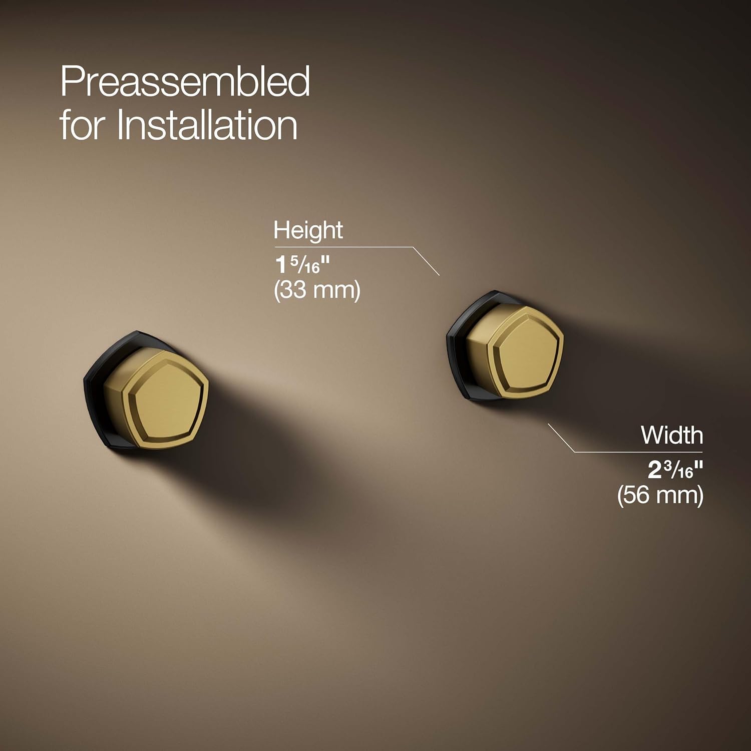KOHLER K-T27013-9-BMB Occasion Wall-Mount Bathroom Sink Faucet Knob Handle Trim, 1.2 GPM, Premium Durable Metal, Matte Black with Moderne Brass