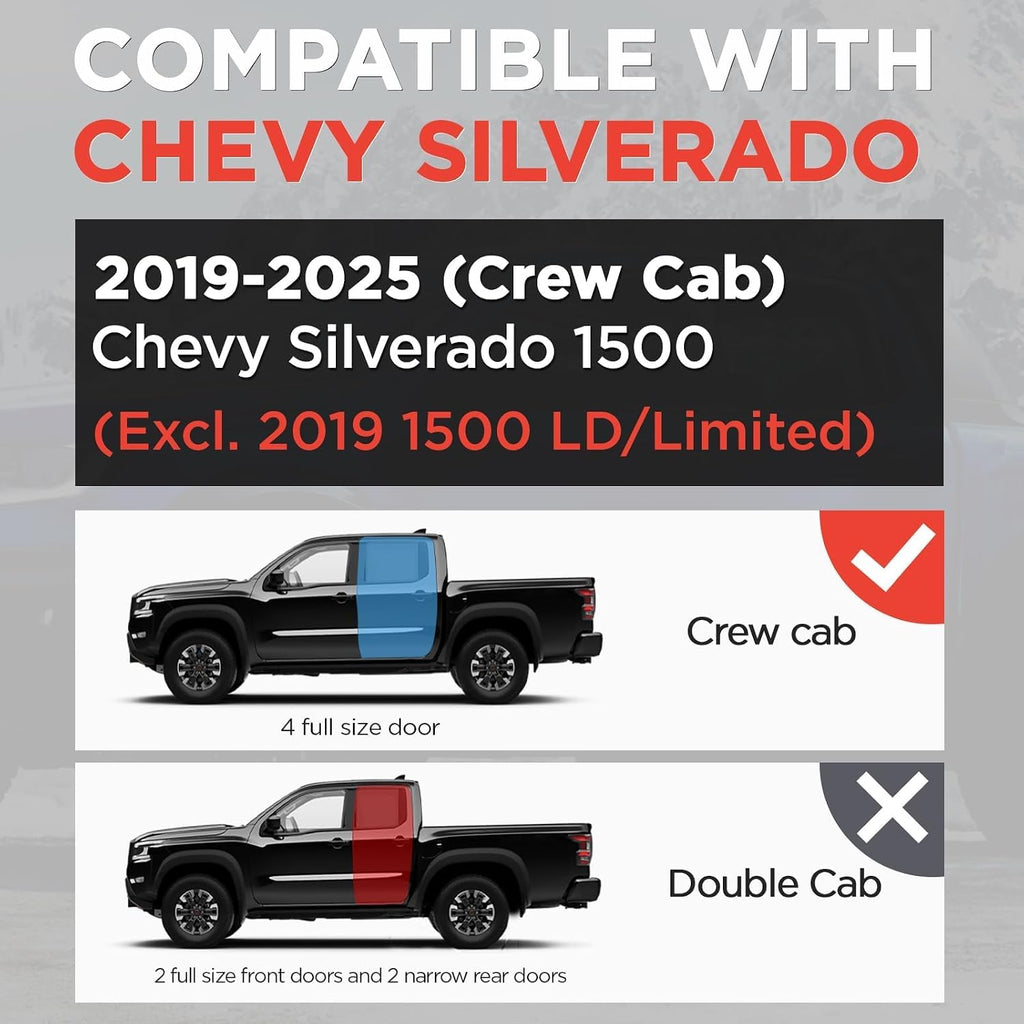 PZ 6.5' Running Boards Anti-Slip Side Steps Stainless Steel Compatible with 2019-2025 Chevy Silverado 1500 Crew Cab,500LBS No Drill Truck Running Boards Direct Fit Nerf Bar