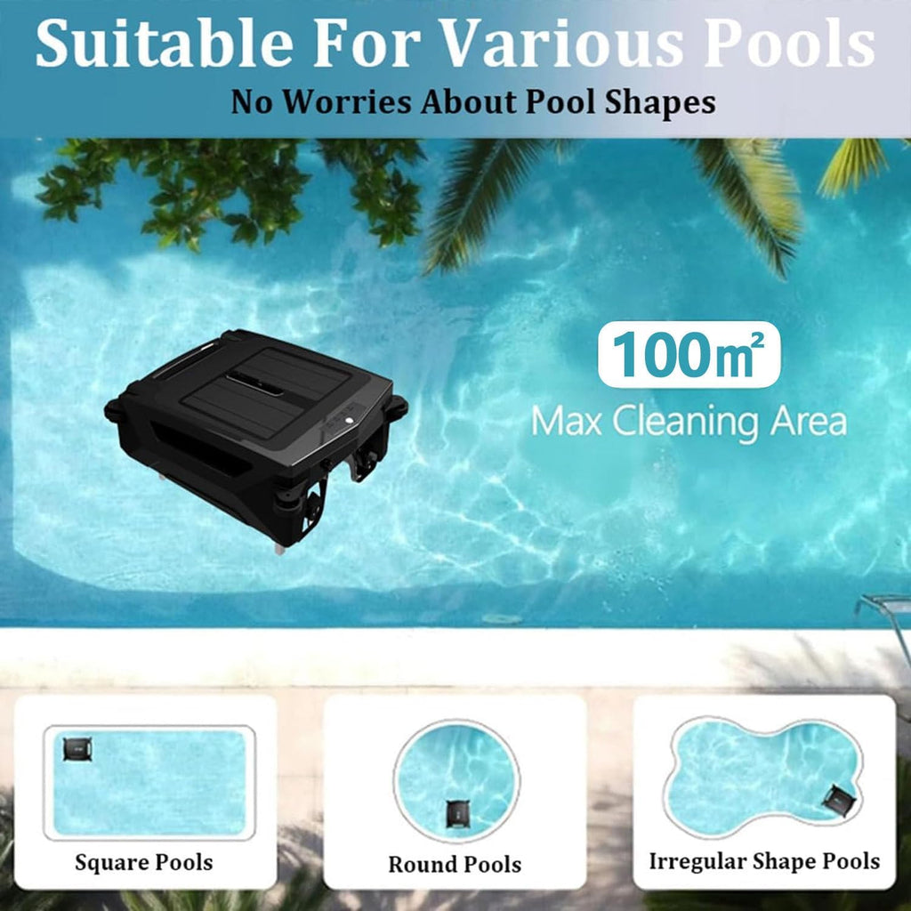 Pool Skimmer Cleaner, Automatic Cordless Robot Solar Powered Pool Skimmer Cleaner with App Control Dual Charging Options Path Optimization 2 Speed Modes