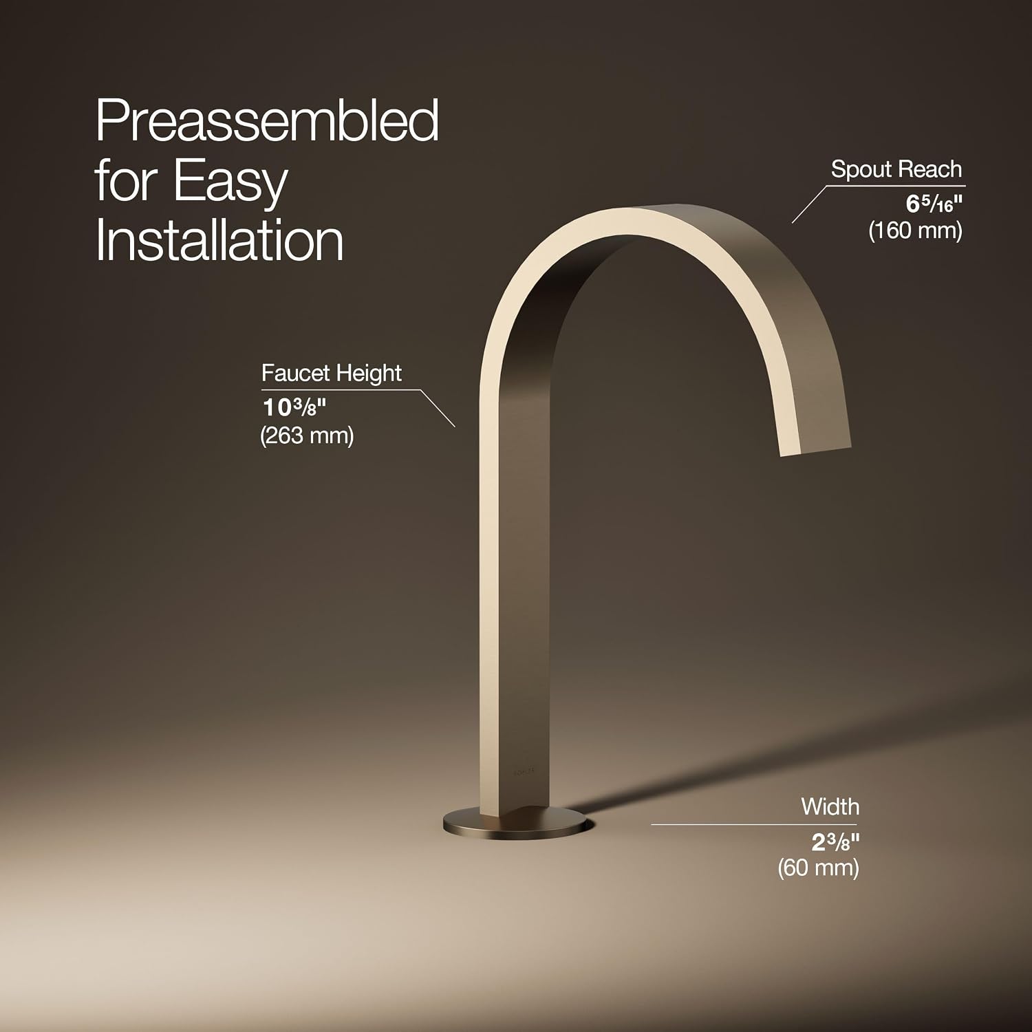 Kohler 77968-BV Components® Bathroom Sink Faucet spout with Ribbon Design, 1.2 gpm, Vibrant Brushed Bronze