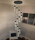 12-Lights Modern Crystal Chandelier for Staircase High Ceiling Chandeliers Large Spiral Bubble Pendant Lighting Hanging Light Fixture Flush Mount for Foyer Entryway