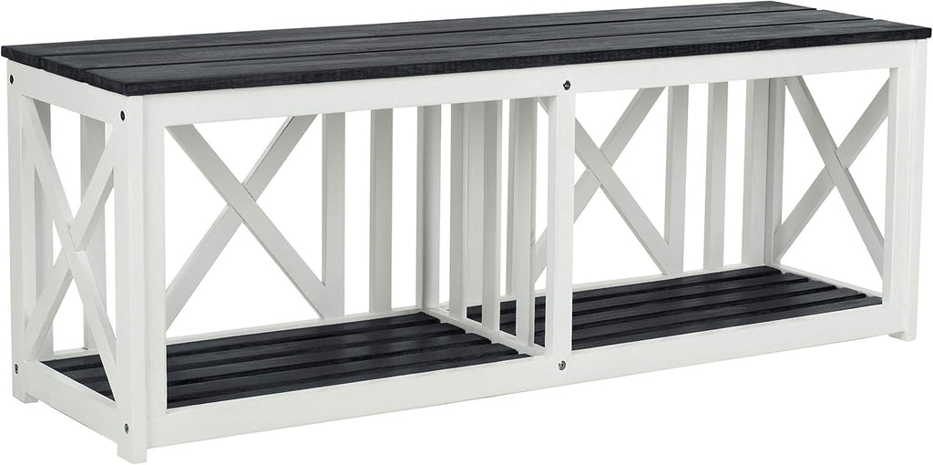 SAFAVIEH Outdoor Collection Branco Dark Slate Grey Bench