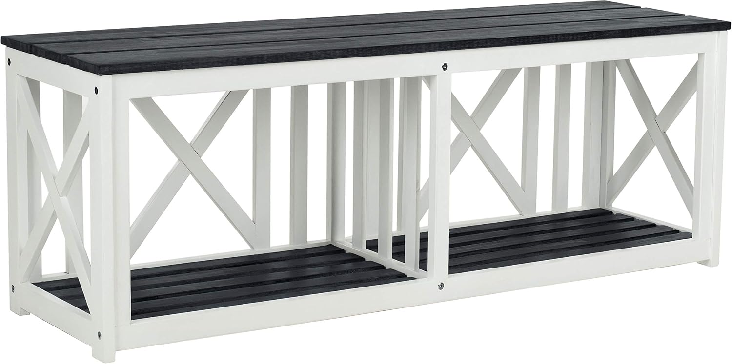 SAFAVIEH Outdoor Collection Branco Dark Slate Grey Bench