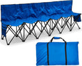 Kigley 6 Seats Folding Soccer Bench Chair Portable Team Sports Sideline Bench for Football Camp Travel Events Outdoor Seating with Storage Bag(Blue)