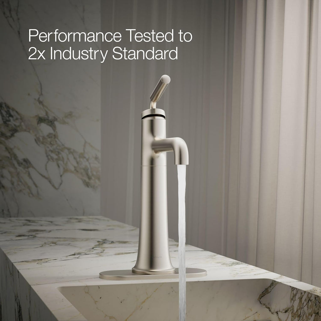 Kohler 26437-4-BN Tone™ Tall Single-Handle Bathroom Sink Faucet, 1.2 gpm, Vibrant Brushed Nickel
