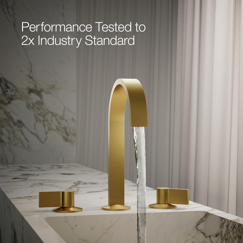 Kohler 77968-2MB Components® Bathroom Sink Faucet spout with Ribbon Design, 1.2 gpm, Vibrant Brushed Moderne Brass