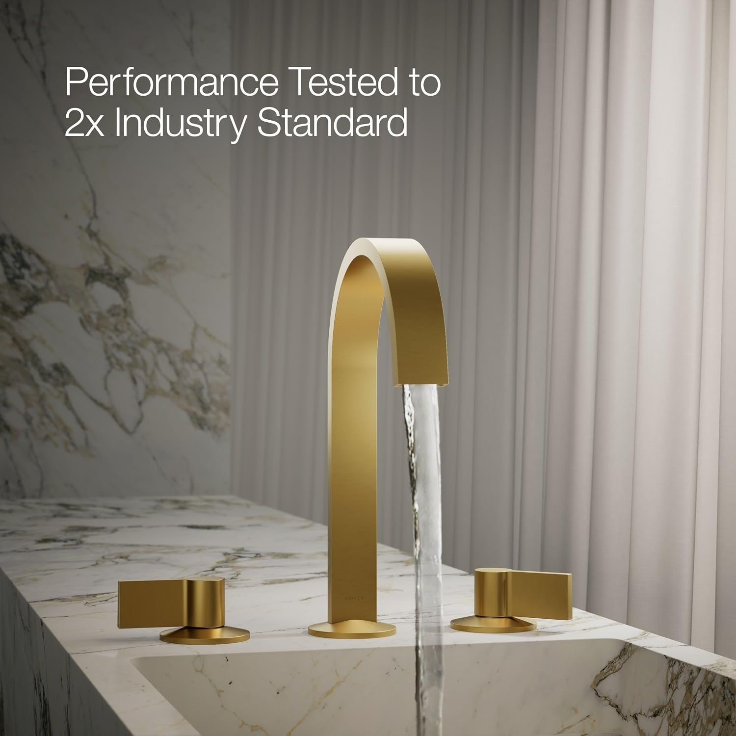 Kohler 77968-2MB Components® Bathroom Sink Faucet spout with Ribbon Design, 1.2 gpm, Vibrant Brushed Moderne Brass