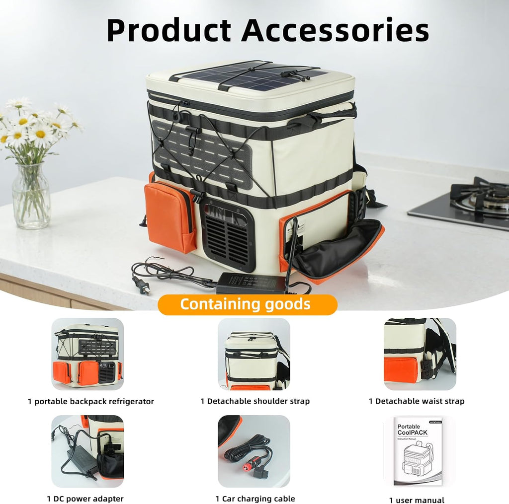Bxiadbzl Backpack Car Refrigerator 19QT/18L - 12V DC/AC Compressor Cooler, -4~68℉ Quick Freeze for Truck,RV,Camping