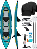 OCEANBROAD Inflatable Sit-in Kayak(NO HIN), 1 Person/2 Person Blow Up Kayak for Adults with Paddle, Kayak Seat, Pedal, Hand Pump and Bag, Blue/Sky Blue