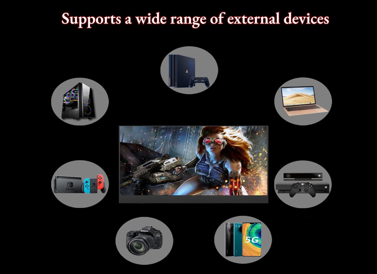 Bewinner 16in Portable Touchscreen Monitor, 1920x1200 60Hz HD Laptop Monitor, Gaming Monitor Travel Monitor with Dual USB C for Switch, for for PC Tablet