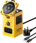 PISEN 8-in-1 Mag-Safe Charger Stand - 140W Charging Station for Multiple Devices Mag-Safe Stand Magnetic Qi2 Wireless Charger for iPhone 17/16/15/14/13/12, Magnetic Charger for Apple Watch (Yellow)