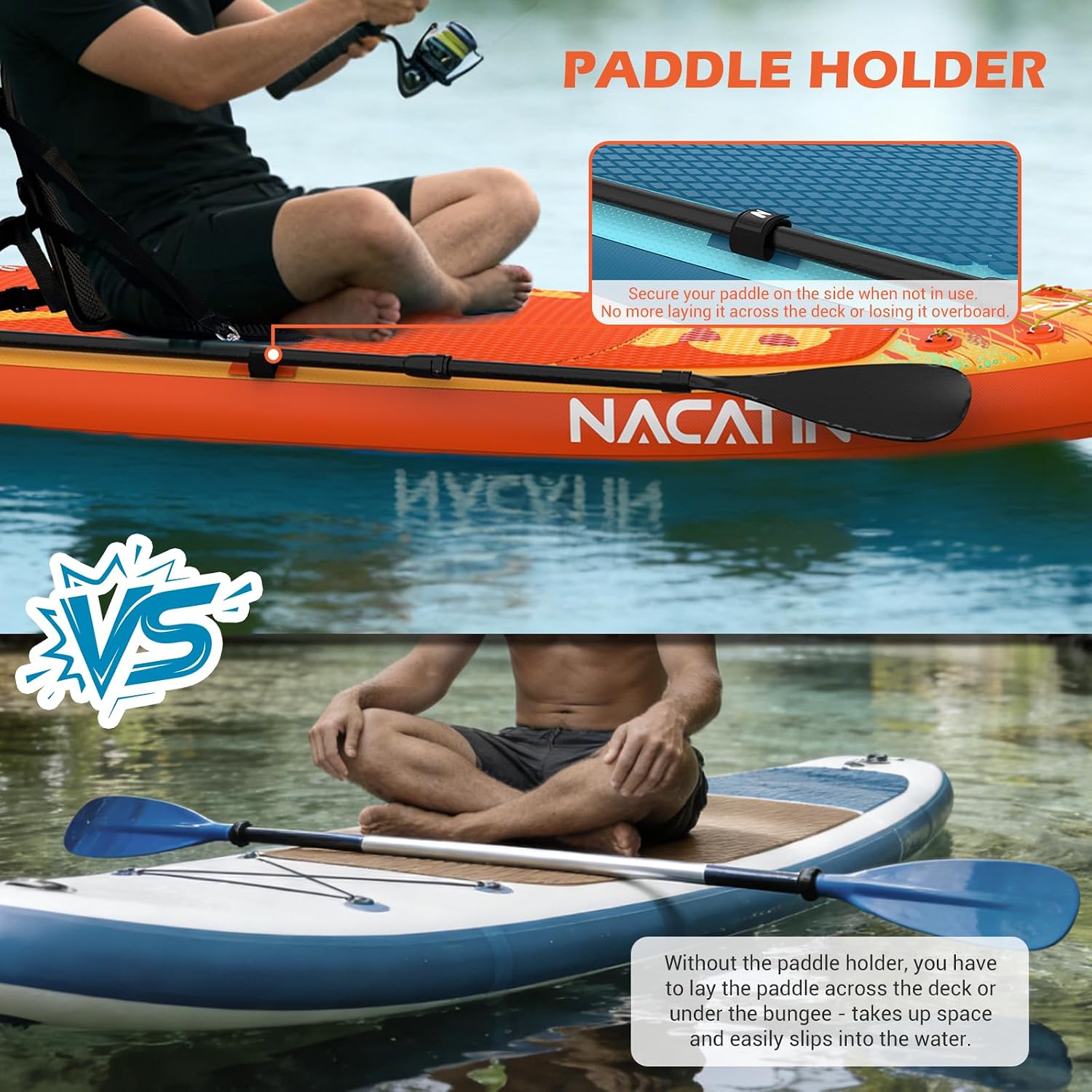 NACATIN Inflatable Stand Up Paddle Board,10'6'Upgrade Version Blow Up Paddle Boards for Adults with Premium SUP Accessories& Backpack,Adjustable Paddle,Camera Mount,Hand Pump, for Lake, River, Yoga