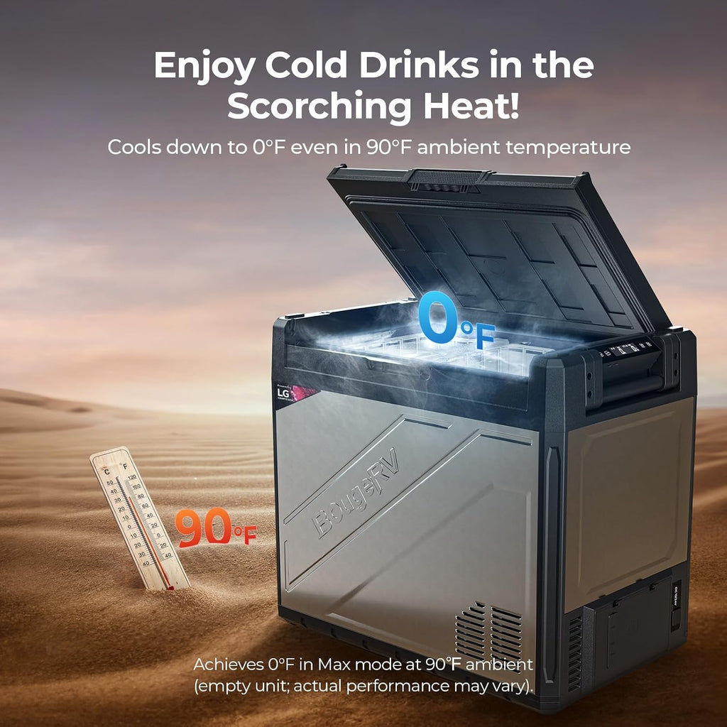 BougeRV 12 Volt Portable Refrigerator, 81 Quart Dual Zone Car Fridge Freezer with APP Control, Compressor Cooler 12/24V DC, 110~240V AC for Overlanding, Camping, Travel, RV(2026 New Model: Rocky V3.0)