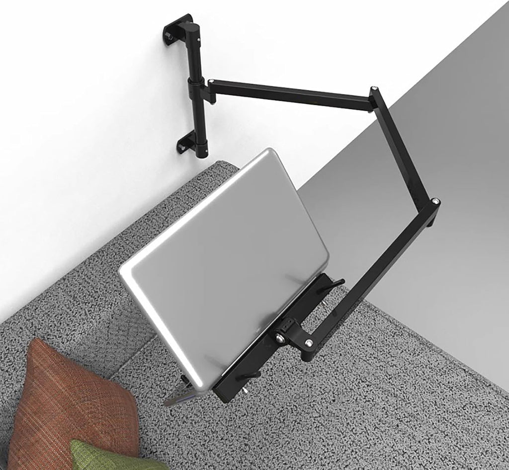Wall Mount Laptop Stand Arm,Extended rotatable Laptop Tray for 12'-17' Notebook Screen,Aluminum Laptop Stand Holds,Full Motion Adjustments
