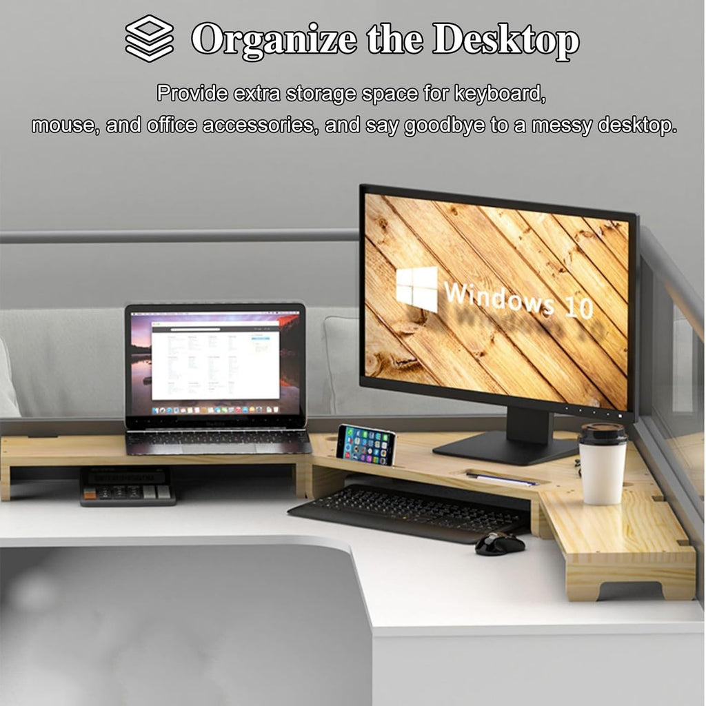 Corner Monitor Stand Double Laptop Screen Extender Monitor Holder, Desk Monitors Computer Risers for Desk Storage, Printer Desk Organizer Lifting Stand, Scanner Holder