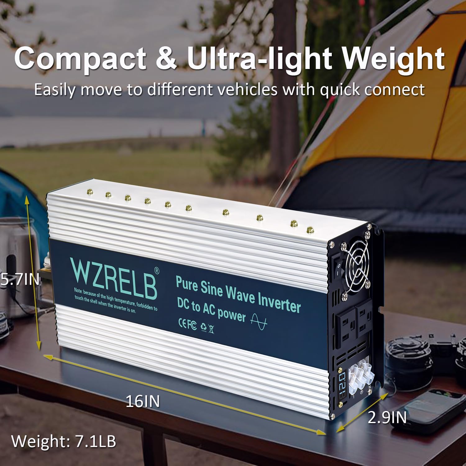 WZRELB 4000W Pure Sine Wave Inverter 24V DC to 110V 120V AC with LED Display,Remote Controller,Off-Grid Power Converter 8000W Surge with Dual AC Outlets, Hardwire Terminal for Home, RV, Truck, Camping