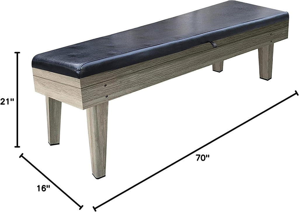 RACK Tuscany 6-Foot Storage Bench (Gray) – Billiard Organizer with Padded Seat