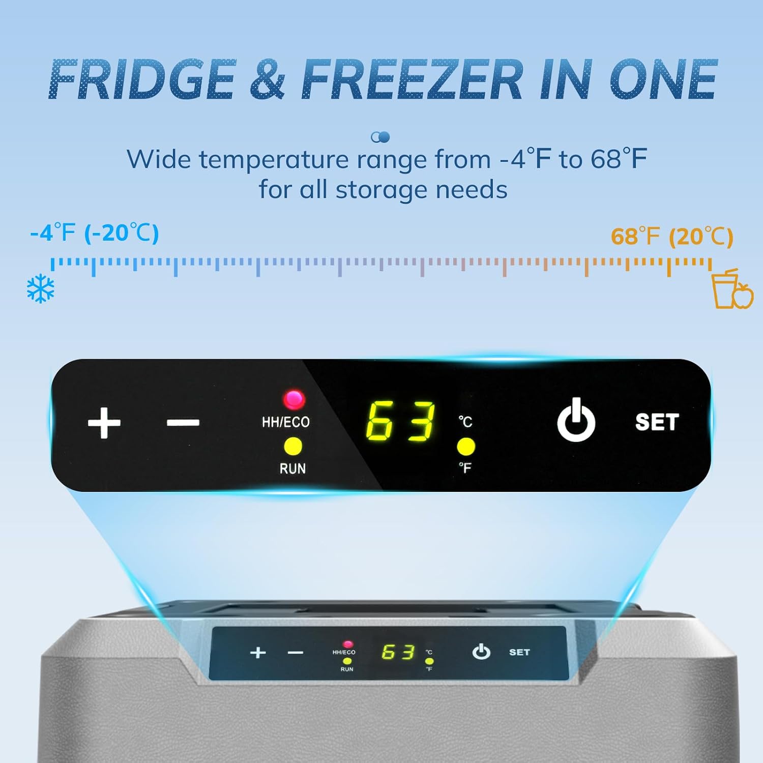Antarctic Star 12 Volt Refrigerator,53QT(50L)Electric Cooler Compressor, Portable Refrigerator -4℉~68℉,Car Fridge 12/24V DC 100-240V AC,Portable Freezer with Wheels&2 Baskets for Camping,Travel,BLACK