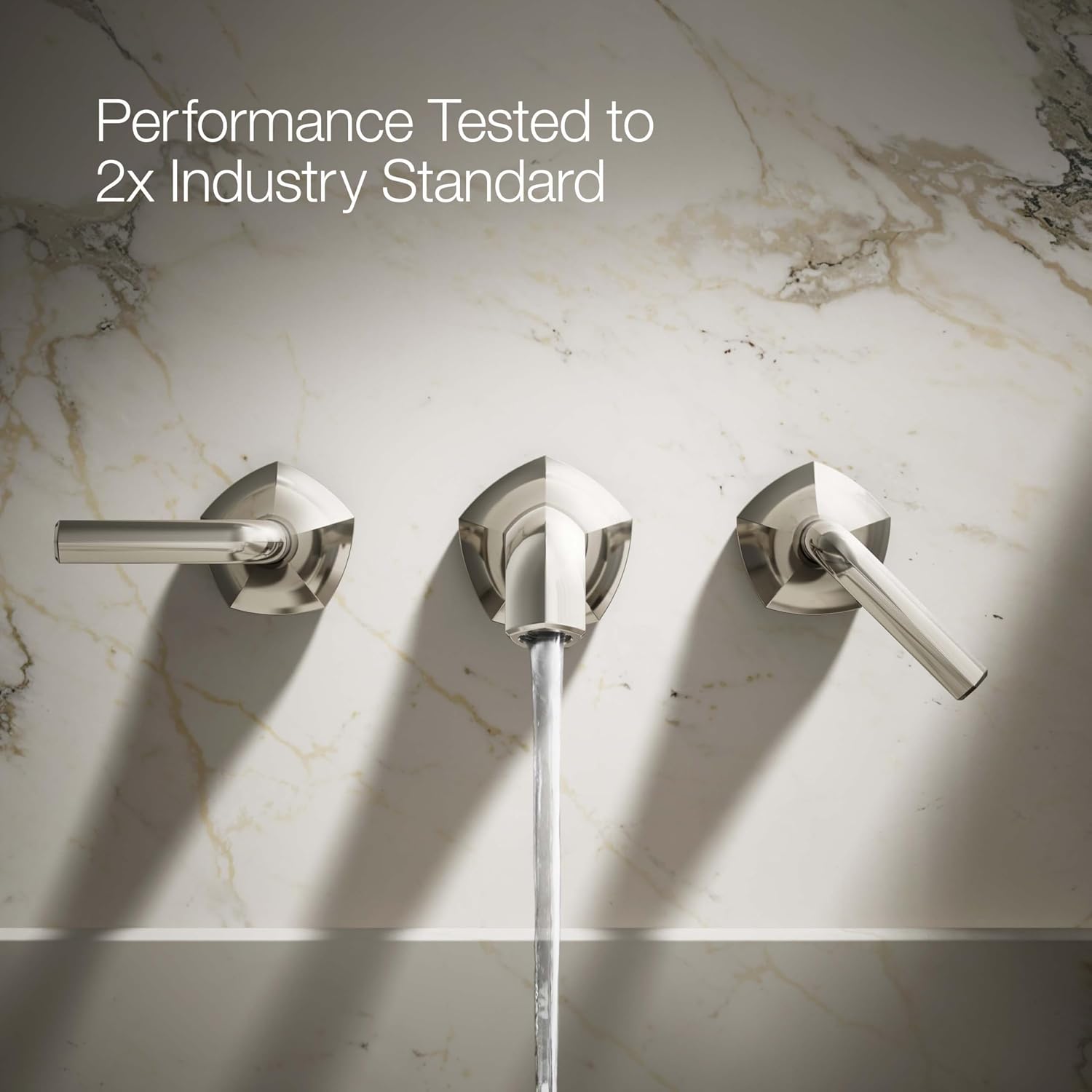 KOHLER T27013-4-SN Occasion Wall-Mount Bathroom Sink Faucet Lever Handle Trim in Vibrant Polished Nickel