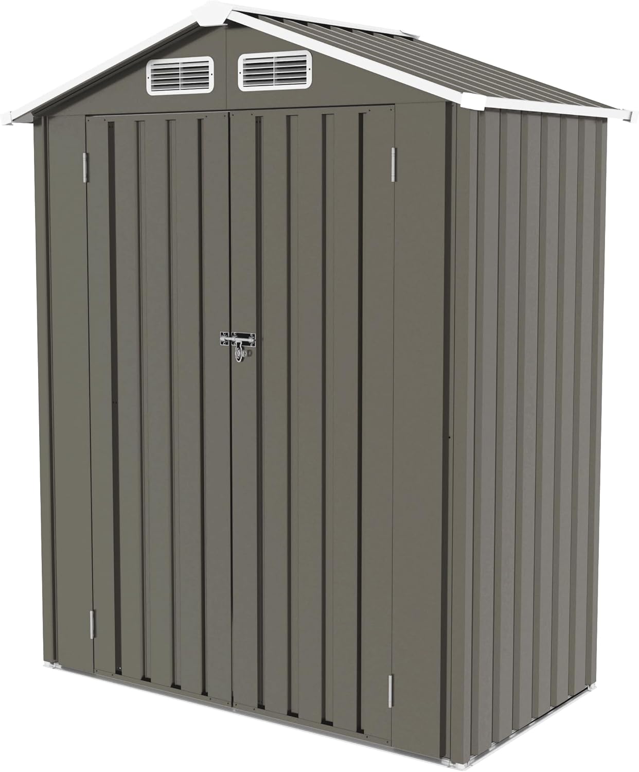 CHUNLY 5X3 FT Metal Outdoor Storage Shed, All Weather Tool Shed Storage Room with Peaked Roof Waterproof, Lockable Door for Garden Patio Backyard Lawn, Gary