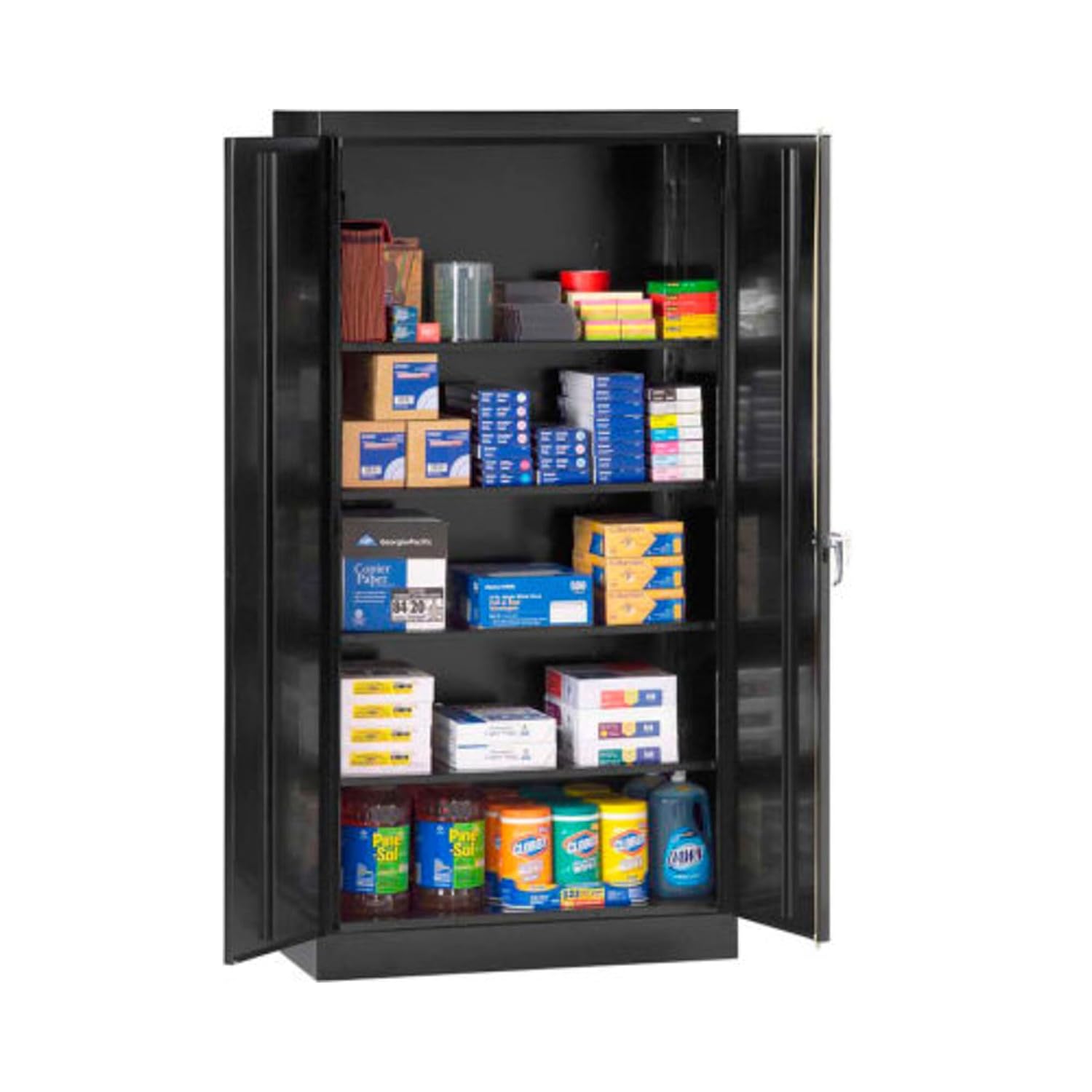 Tennsco 7218 24 Gauge Steel Standard Welded Storage Cabinet, 4 Shelves, 150 lbs Capacity per Shelf, 36' Width x 72' Height x 18' Depth, Black
