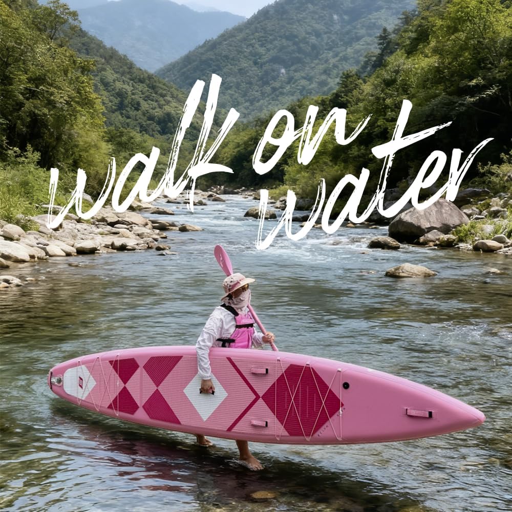 FREESUN Panna 14' x 30' Inflatable Stand Up Paddle Board, Elite Touring & Expedition iSUP with Tool-Free Quick-Install Fin, Glue-Free Heat-Fusion Tech, Fast Glide 14ft Speed Board