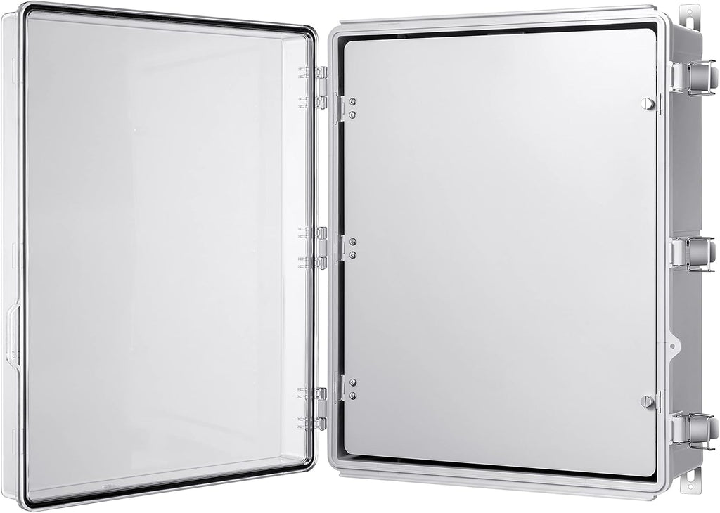 Gratury Junction Box, IP67 Waterproof Plastic Enclosure for Electrical Project, Hinged Transparent Cover, Includes Inner Door, Mounting Plate and Wall Bracket 510×410×200mm (20'×16.1'×7.9' TC-D)