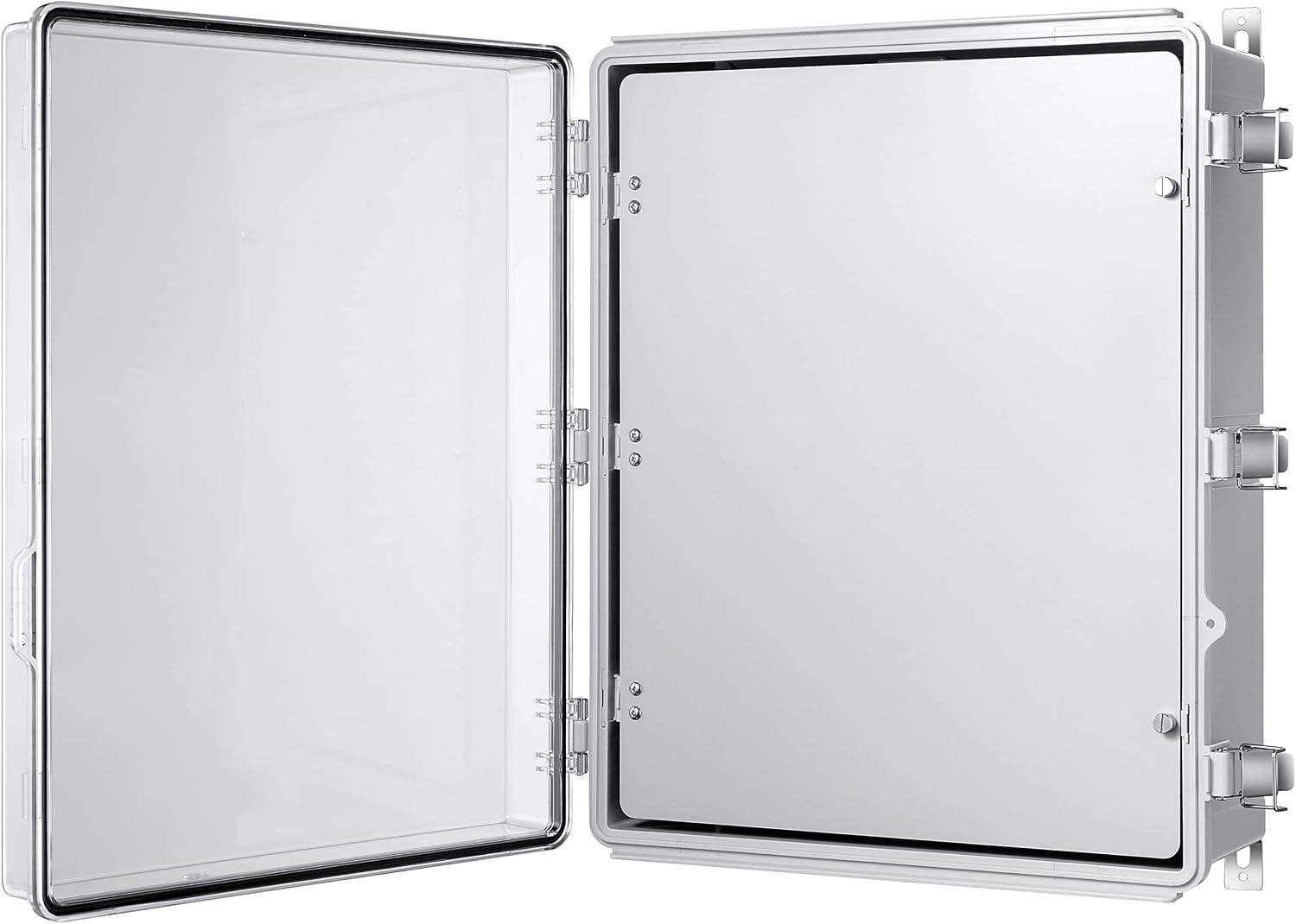 Gratury Junction Box, IP67 Waterproof Plastic Enclosure for Electrical Project, Hinged Transparent Cover, Includes Inner Door, Mounting Plate and Wall Bracket 510×410×200mm (20'×16.1'×7.9' TC-D)