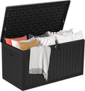 DWVO 180 Gallon Double-Wall Deck Box, XL Large Resin Outdoor Storage Box, Lockable & Waterproof, Double as Seating, 1000lbs Capacity (Black)