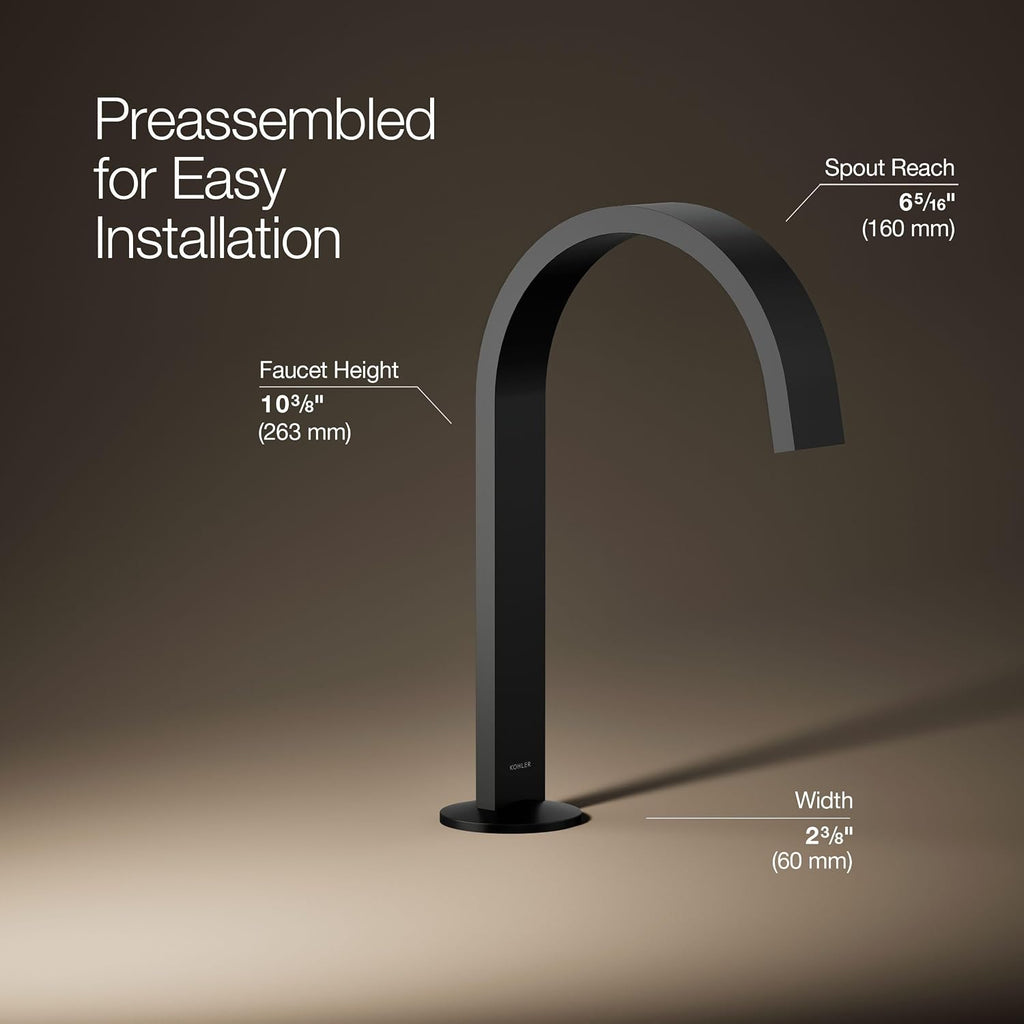 Kohler 77968-BL Components® Bathroom Sink Faucet spout with Ribbon Design, 1.2 gpm, Matte Black