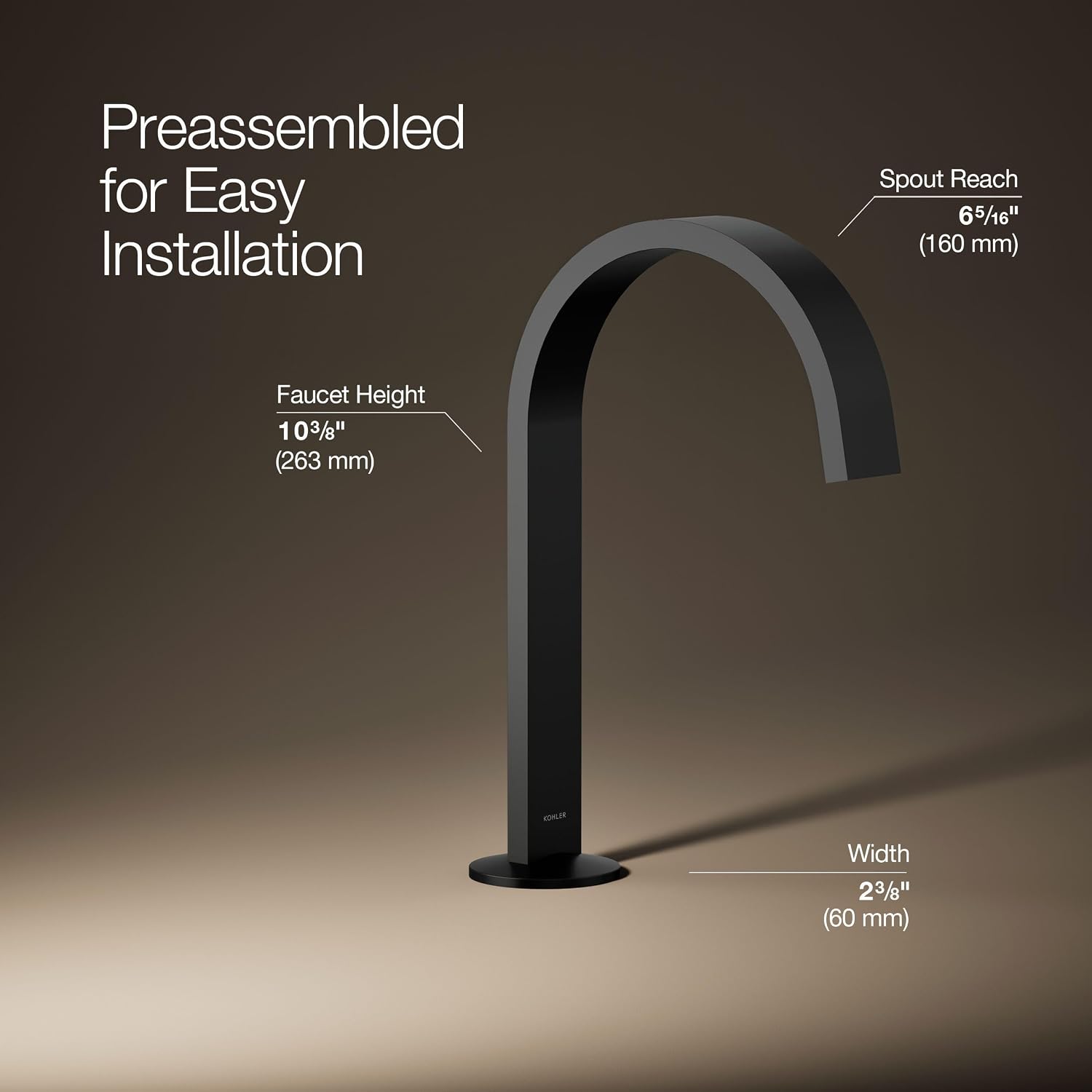 Kohler 77968-BL Components® Bathroom Sink Faucet spout with Ribbon Design, 1.2 gpm, Matte Black