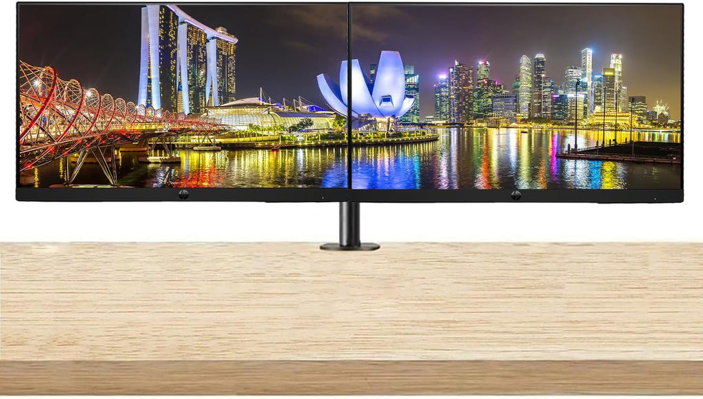 HP Series 3 Pro 22-inch 322pf Full HD (1920 x 1080) LCD IPS Monitor, 2-Pack, VGA, DisplayPort Bundled with Desk Mount Dual Monitor Stand