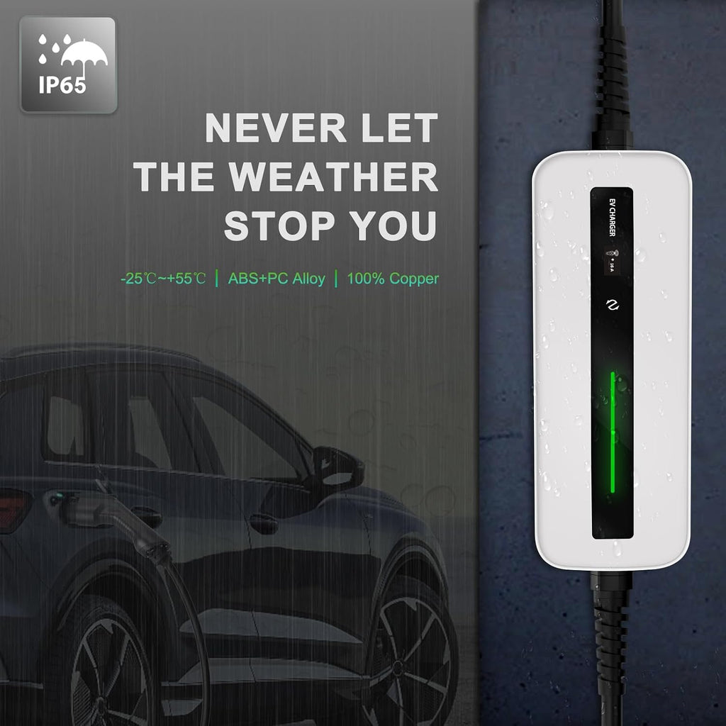 Morec 15A EV Charger Level 1 NEMA5-15P ev Charging Cable 100V-120V Portable EVSE SAE J1772 Plug Home Electric Vehicle Charging Station Compatible with All EV Cars 6m (20 feet)