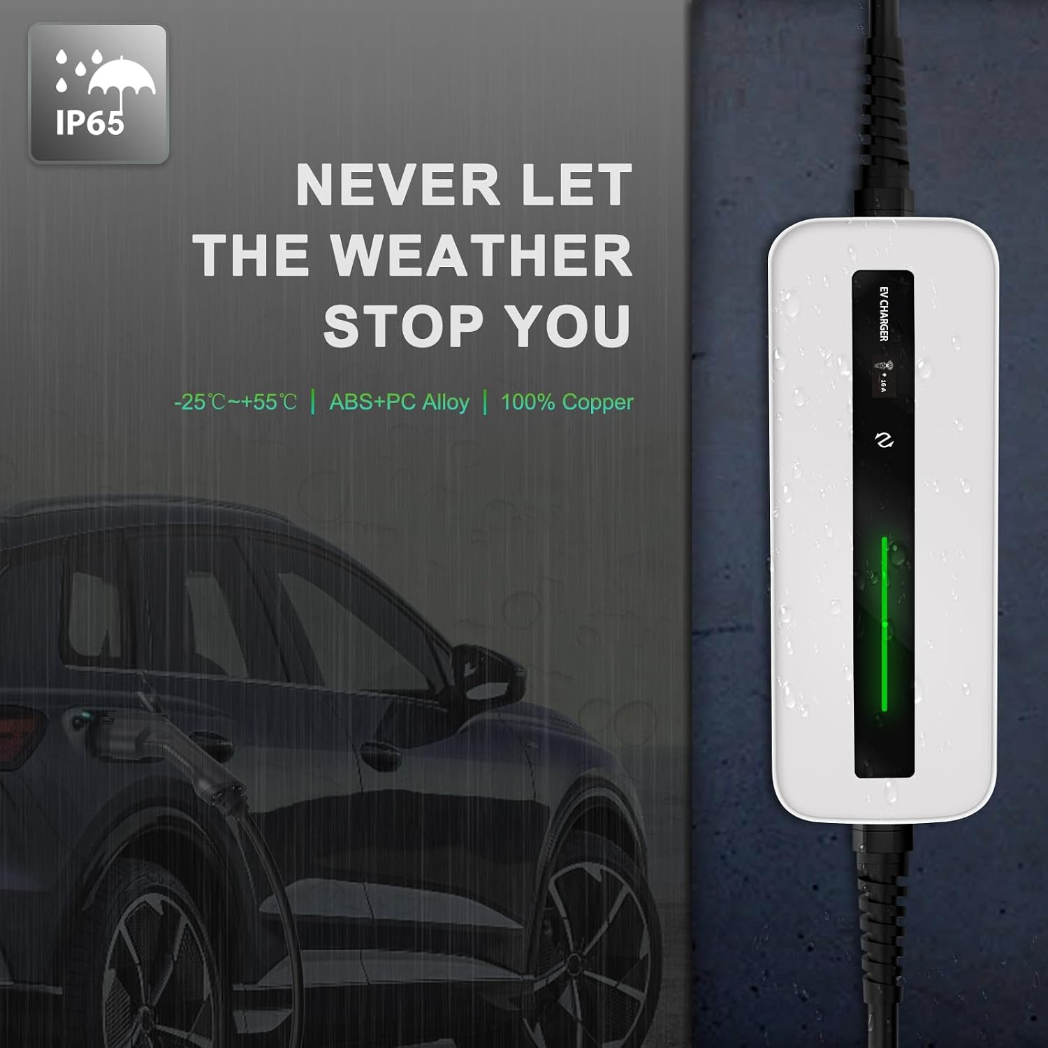 Morec 15A EV Charger Level 1 NEMA5-15P ev Charging Cable 100V-120V Portable EVSE SAE J1772 Plug Home Electric Vehicle Charging Station Compatible with All EV Cars 6m (20 feet)