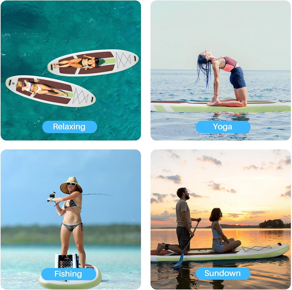 10'6x33'' Extra Wide Inflatable Paddle Board, 400lb Capacity Stand Up Paddle Board for Adults, Stable Inflatable Sup Yoga Board, All Skill Levels, 2Pcs Paddle & Carry Bag, 1 Repair Kit