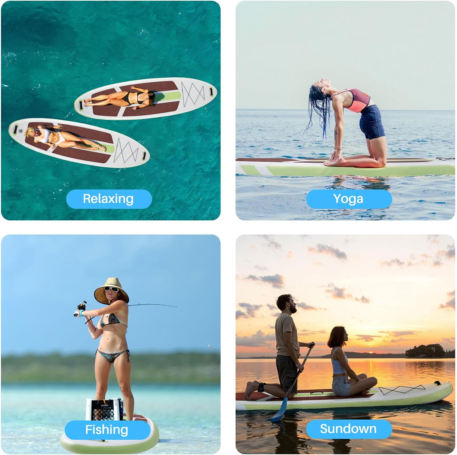 10'6x33'' Extra Wide Inflatable Paddle Board, 400lb Capacity Stand Up Paddle Board for Adults, Stable Inflatable Sup Yoga Board, All Skill Levels, 2Pcs Paddle & Carry Bag, 1 Repair Kit