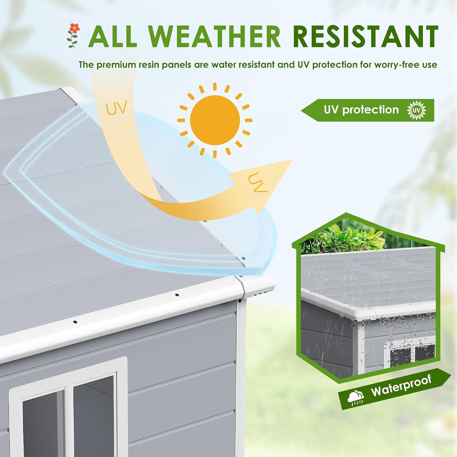 JUMMICO Plastic Outdoor Storage Shed, 6 x 4 FT Resin Shed with Floor and Lockable Door, Outside Waterproof Garden Tool Sheds for Patio Backyard Lawn, Gray