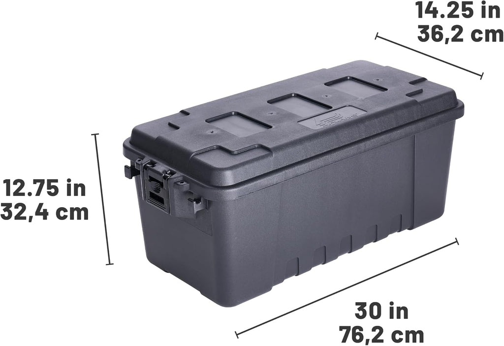 Plano Storage Trunk, Black, Medium, Lockable Storage Box, Airline Approved Sportsman Trunk, Hunting Gear and Ammunition Bin, Heavy-Duty Containers for Camping, 68-Quart
