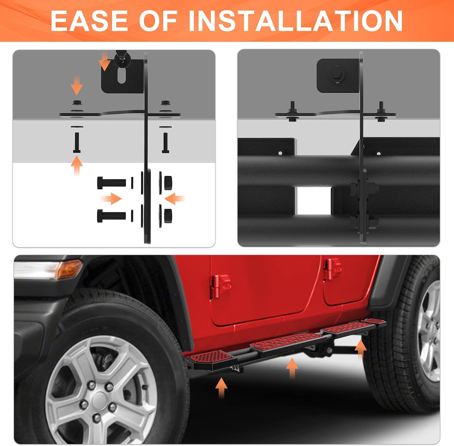 Red Running Boards fit for Jeep Wrangler JK 2007-2018 | Side steps fit for JK 4 door rock rail steps carbon steel rock sliders estribos para