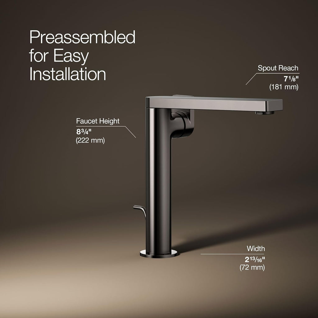 Kohler 73168-4-TT Composed® Tall Single-Handle Bathroom Sink Faucet with Lever Handle, 1.2 gpm, Vibrant Titanium