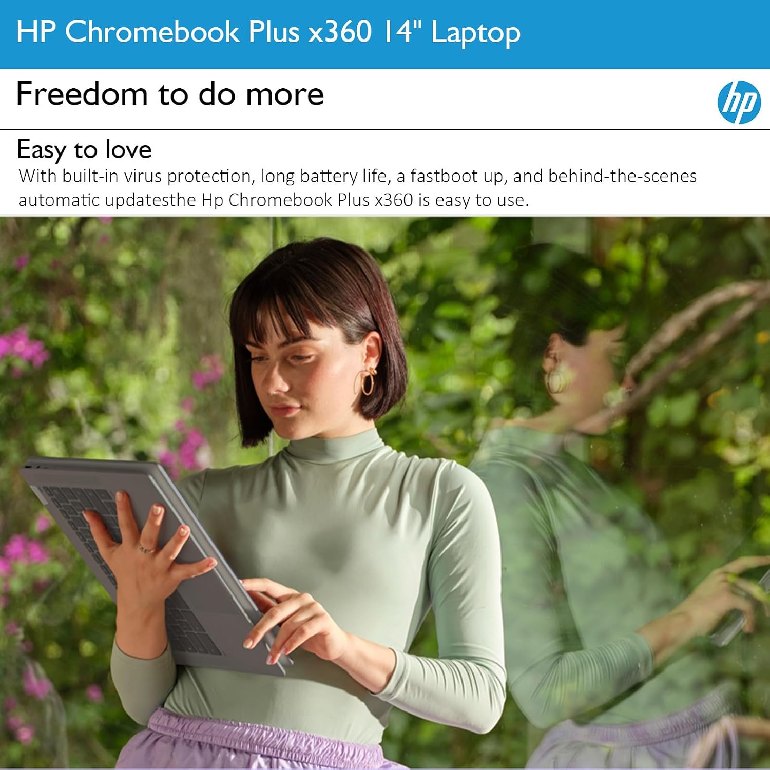 HP Chromebook Plus x360 Laptop 14' 2 in 1 Touchscreen Business Laptop for Student Intel Core i3 N305 8GB RAM 256GB UFS Backlit KB Wi-Fi 6 Chrome OS w/Google AI (Renewed)