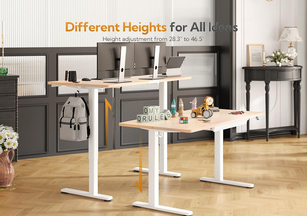Claiks Standing Desk with Drawers, 55x24 Inch Electric Stand Up Adjustable Height Desk Computer Workstation, Natural