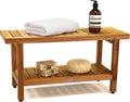 AquaTeak The Original 36' Spa Teak Shower Bench - Shower Stool with Storage Shelf for Bathroom - Durable Water Resistant Shower Chair - Shaving Foot Rest - Indoor & Outdoor Use