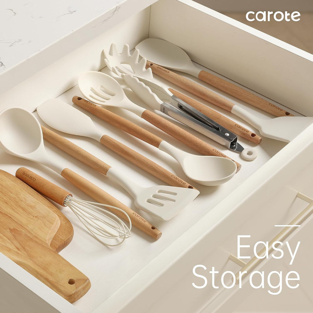 CAROTE 31Pcs Cookware Utensil Set, Pots and Pans Set, Silicone Cooking Utensils Set