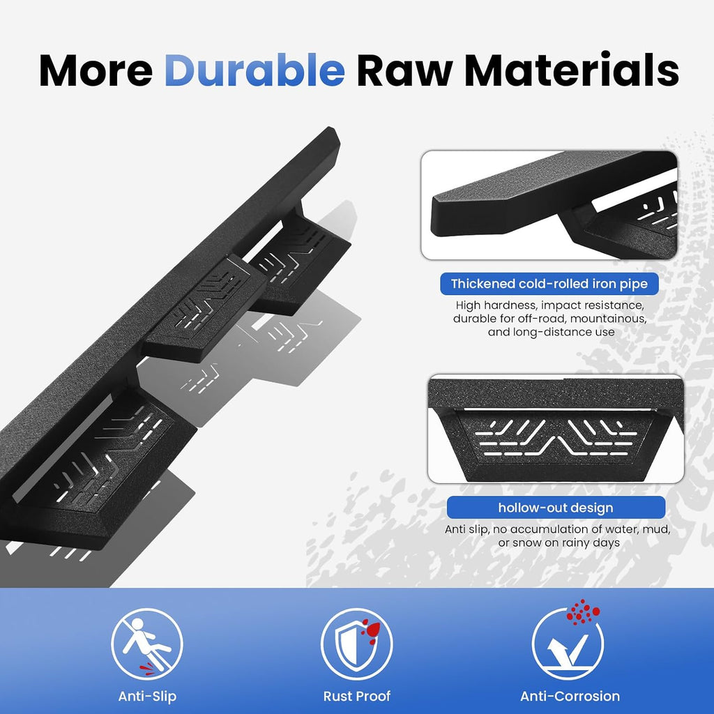 PZ Running Boards Compatible with 2010-2024 Toyota 4Runner Trail Edition,2014-2024 4Runner SR5/TRD Pro Model (Without Side Skirts), Drop Side Steps Black Heavy Duty Carbon Steel Rails Nerf Bars